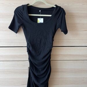 Black Tight Midi Cotton Spandex Dress